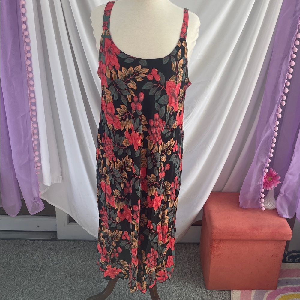 Vintage Rainbow Jo Vibrant Floral Dress